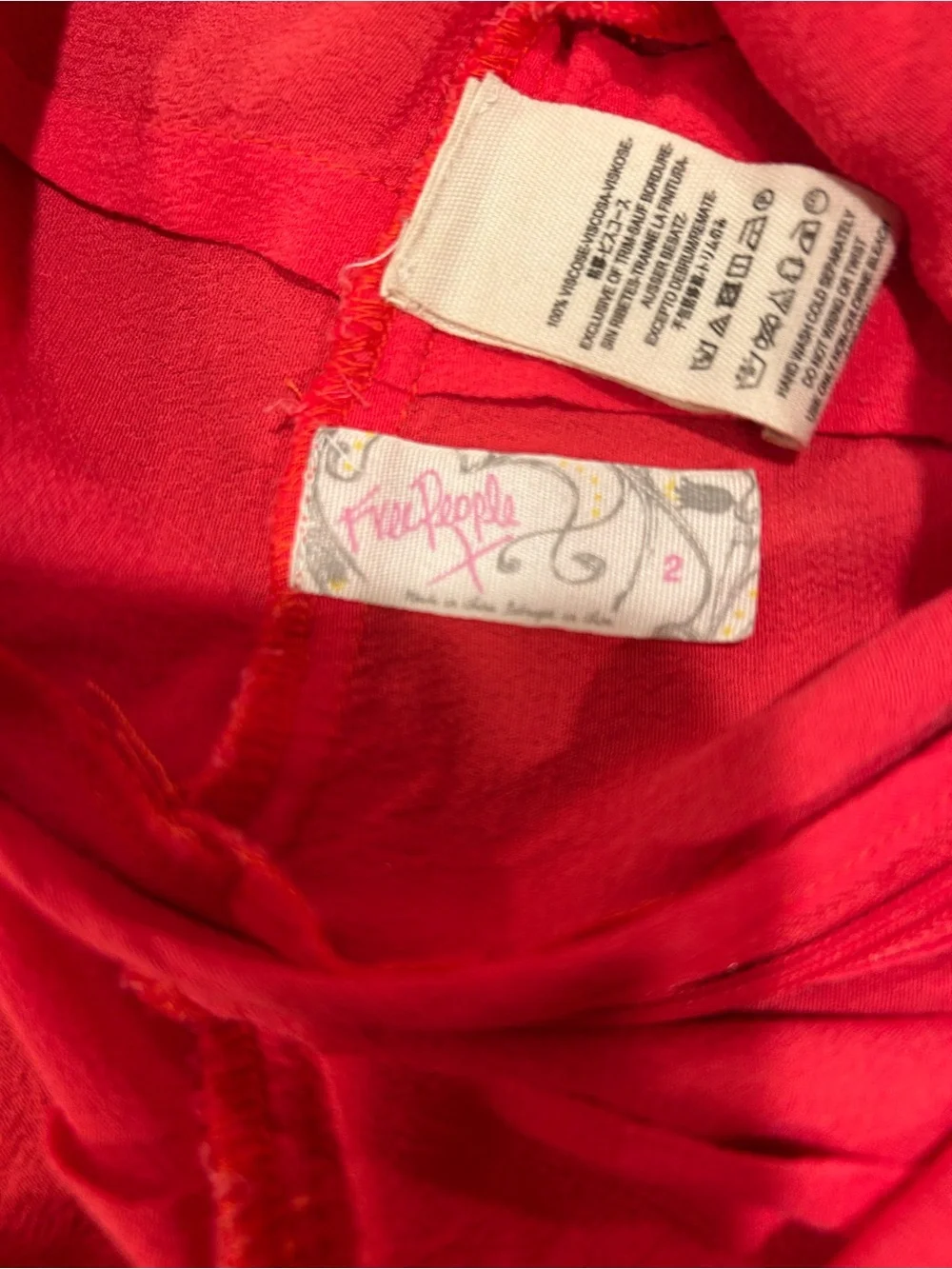 Free People Red Satin Button-Front Lace-Trim Jumpsuit